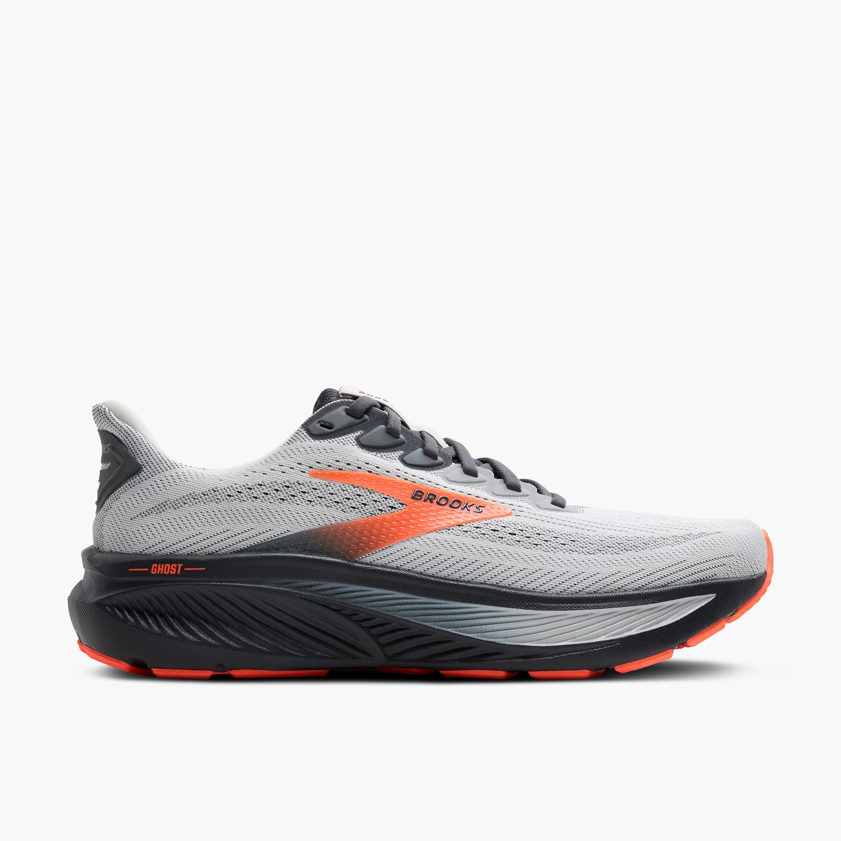 Brooks Men's Ghost 17 X-Wide Oyster Mushroom/Orange/Ebony